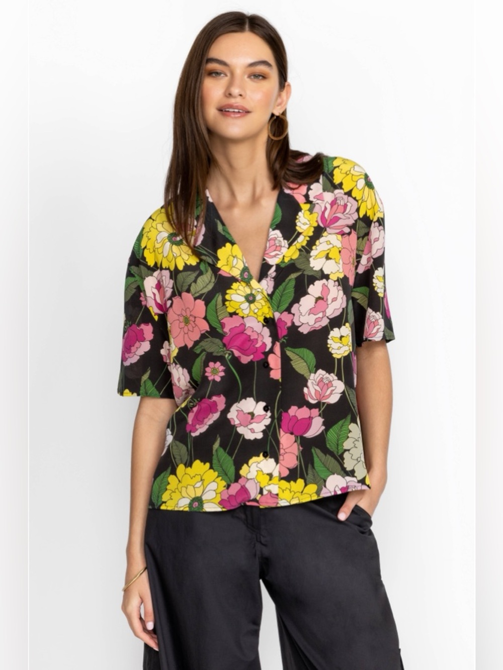 Johnny Was Eartha Camp Shirt XS
